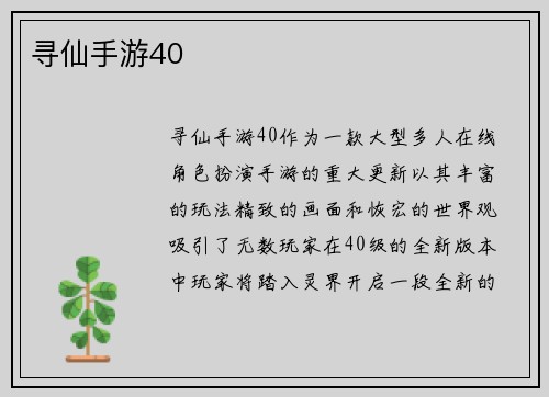 寻仙手游40